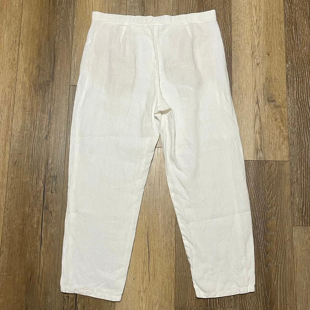 J Jill Love Linen Cropped Pull On Pants S Tall Pockets White Beach Minimalist - Picture 2 of 6